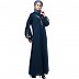 Embroidery abaya with balloon sleeves- Teal 